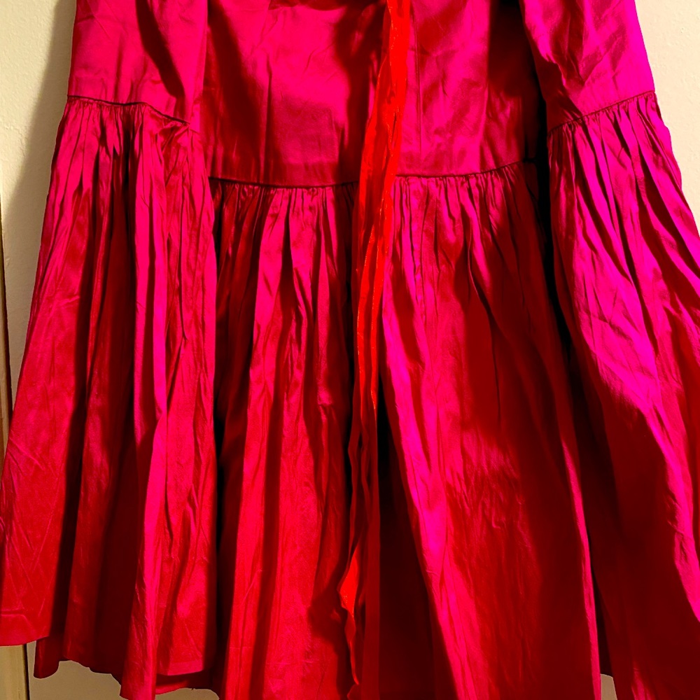 Sofistafunk original! Iridescent hot pink/red “The Gathering” skirt. 100% silk!